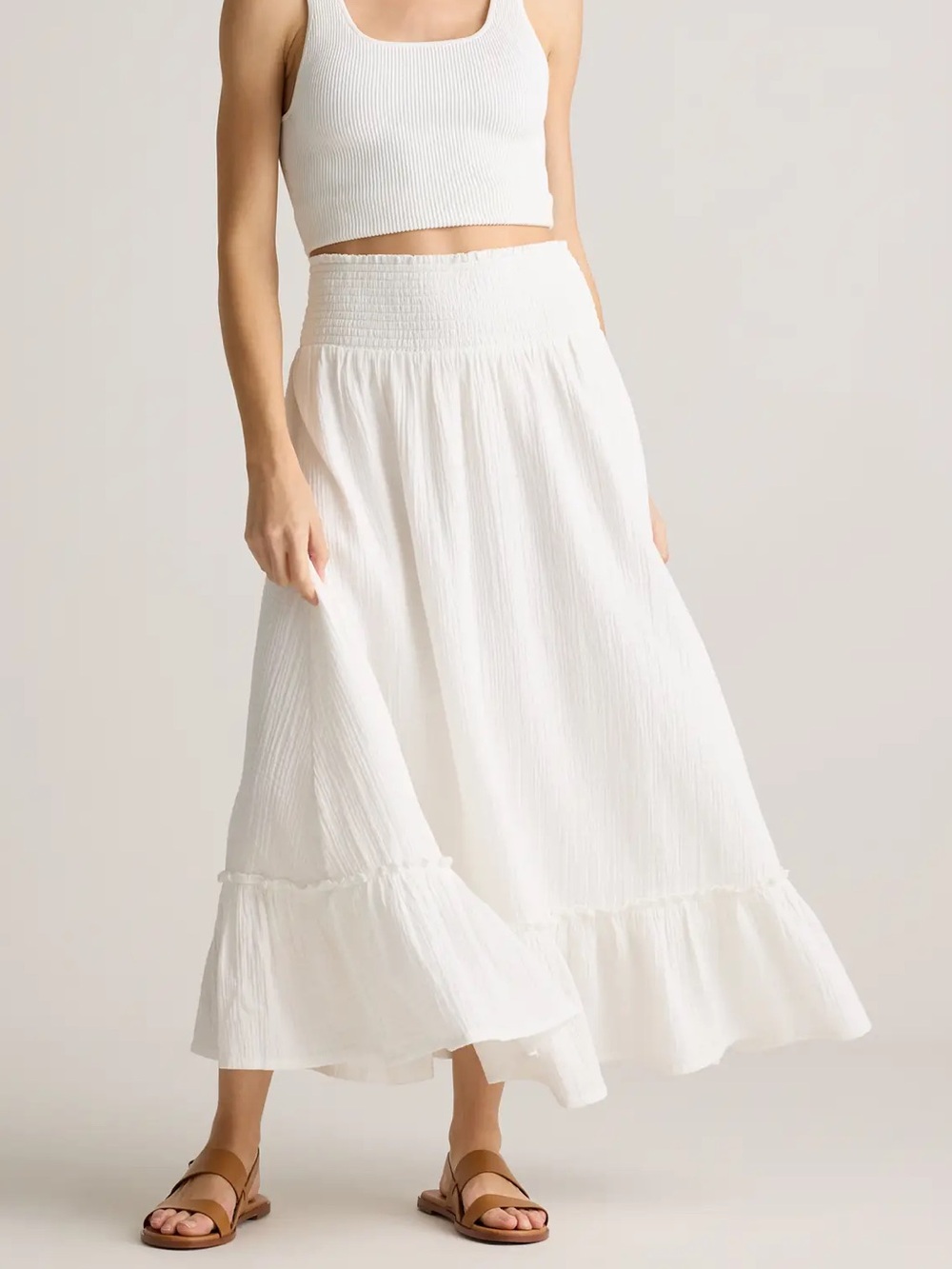 Quince 100% Organic Cotton Gauze Smocked Maxi Skirt